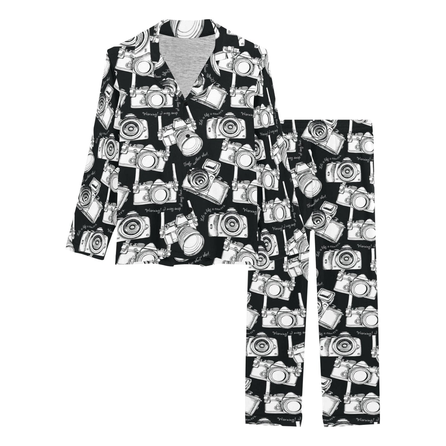 Camera Pattern Print Design 01 Women's Long Pajama Set