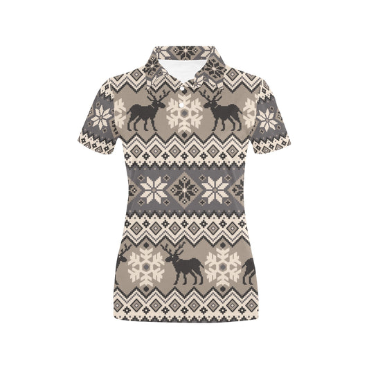 Nordic Pattern Print Design A01 Women's Polo Shirt