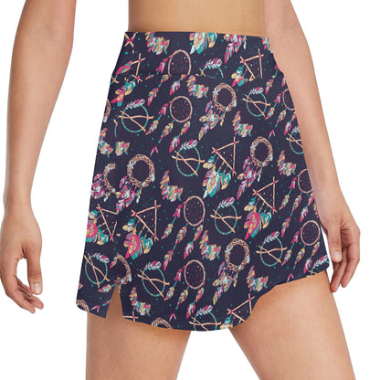 Boho Dream Catcher Colorful 17" Golf & Pickleball Skort with Pockets