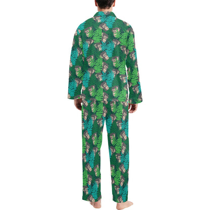 Chimpanzee Pattern Print Design 01 Men's Long Pajama Set