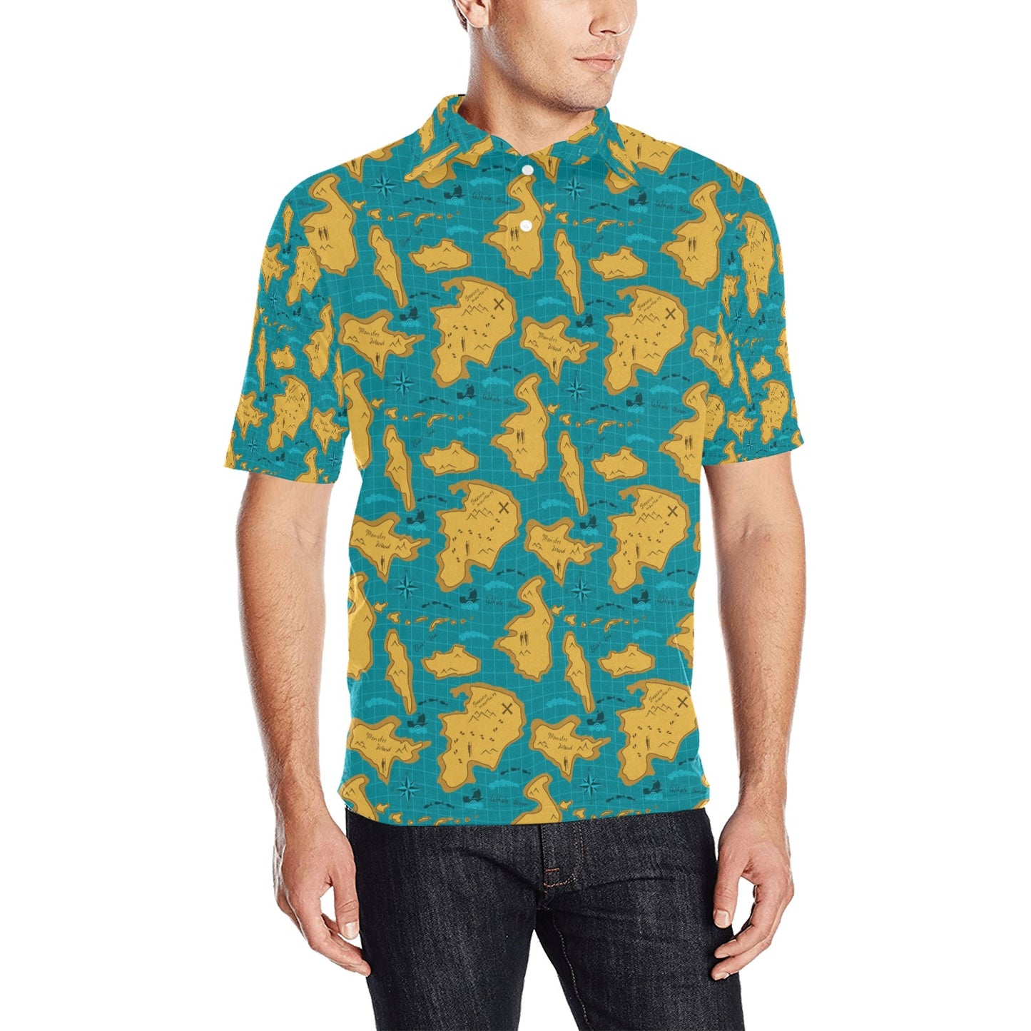 World Map Print Design LKS301 Men Polo Shirt