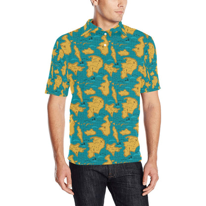 World Map Print Design LKS301 Men Polo Shirt