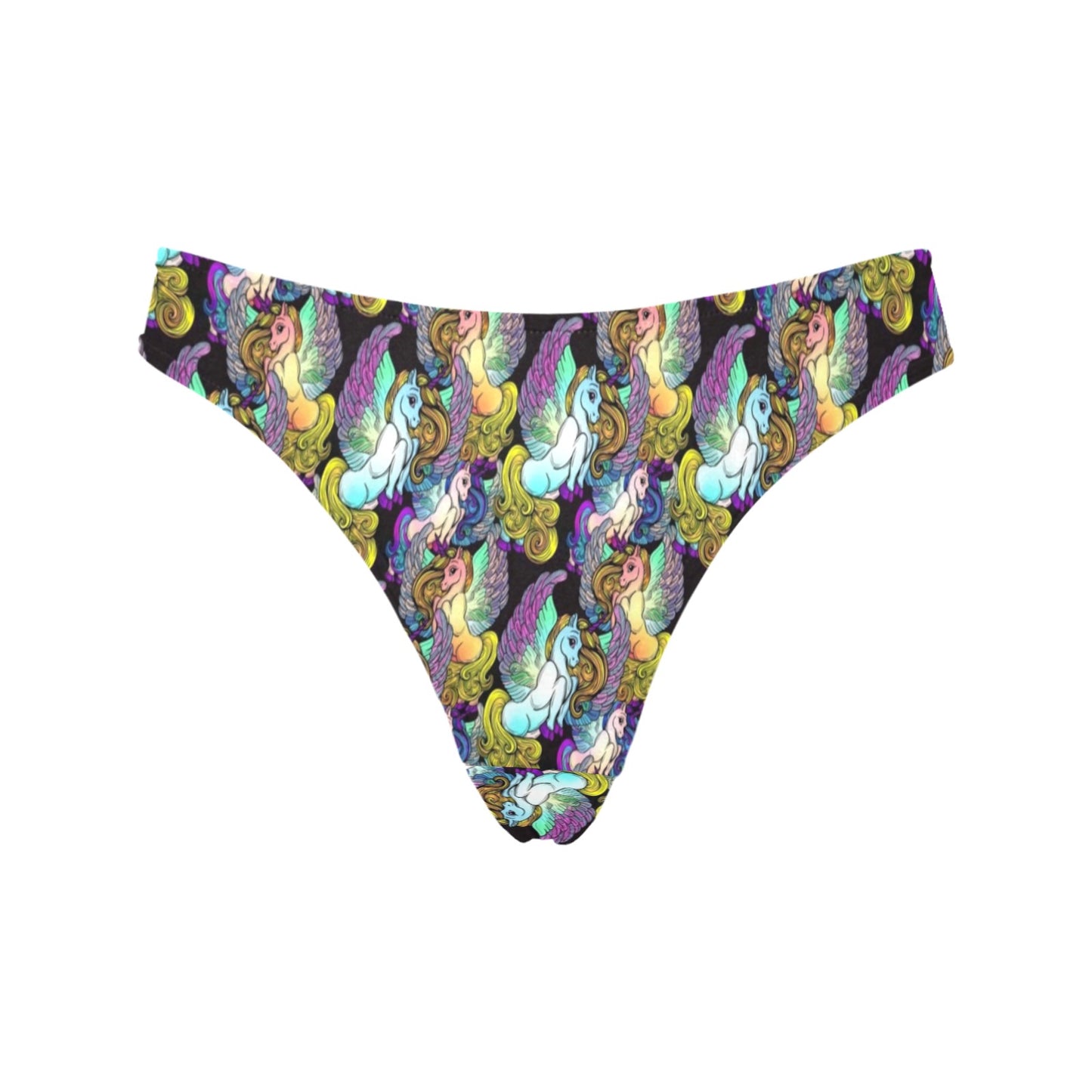 Unicorn With Wings Print Pattern Women's Thongs
