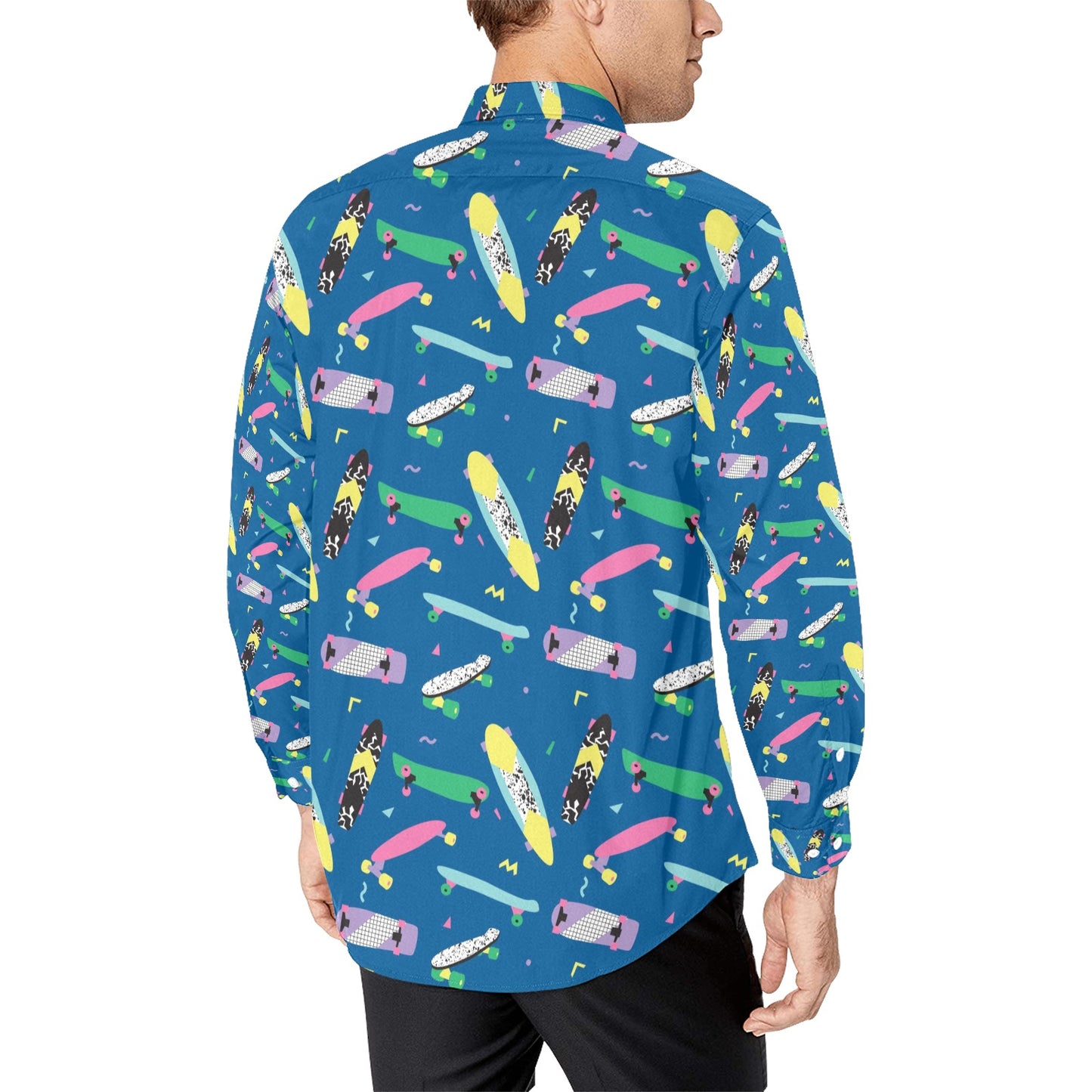 Skateboard Print Design LKS302 Men's Long Sleeve Dress Shirt