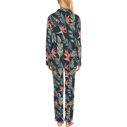 Bird Of Paradise Pattern Print Design BOP01 Women's Long Pajama Set