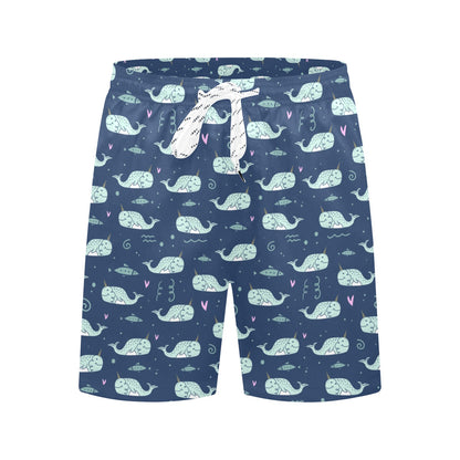 Narwhal Design Print Men's Swim Trunks Beach Shorts