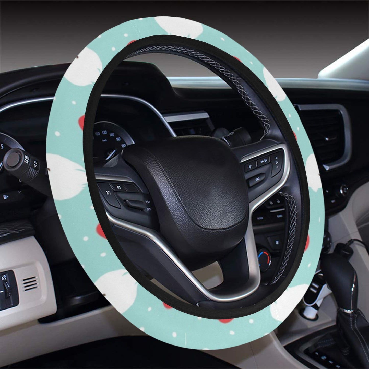 Santa Print Design LKS308 Steering Wheel Cover with Elastic Edge