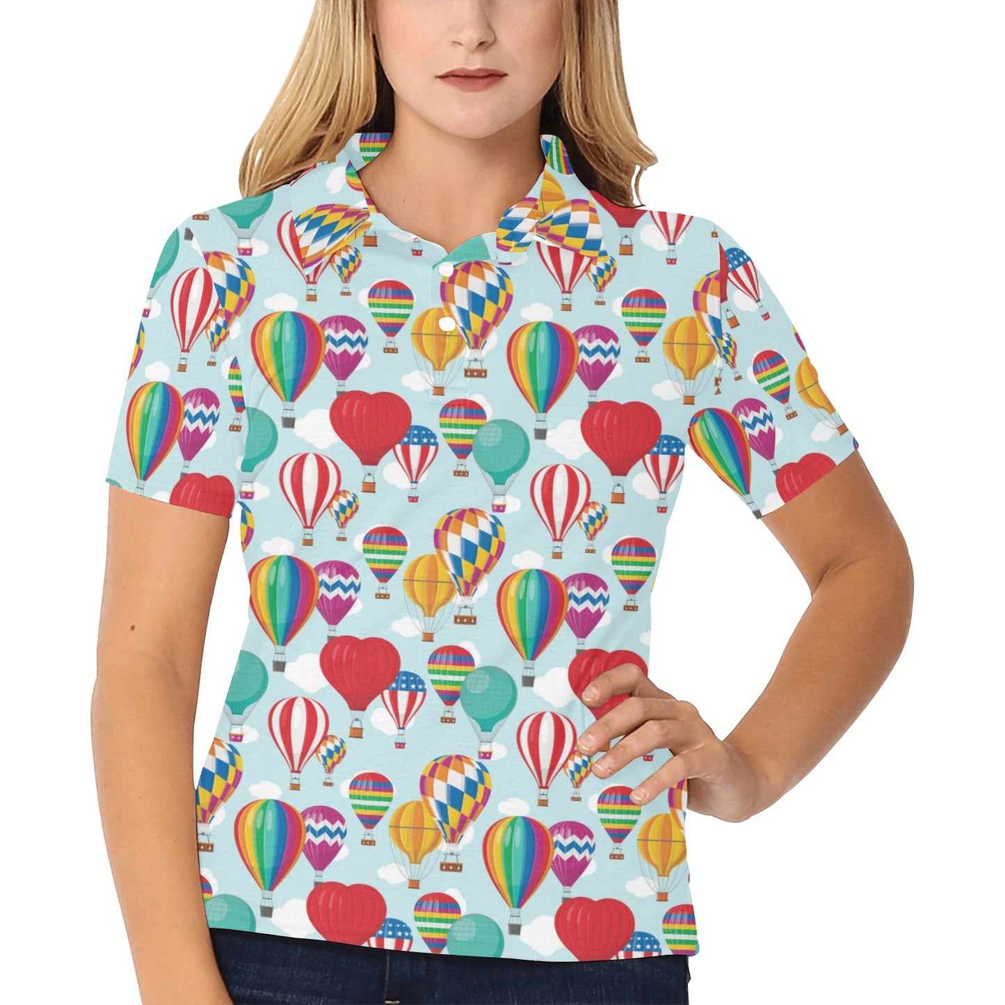 Ballon Pattern Print Design 07 Women's Polo Shirt