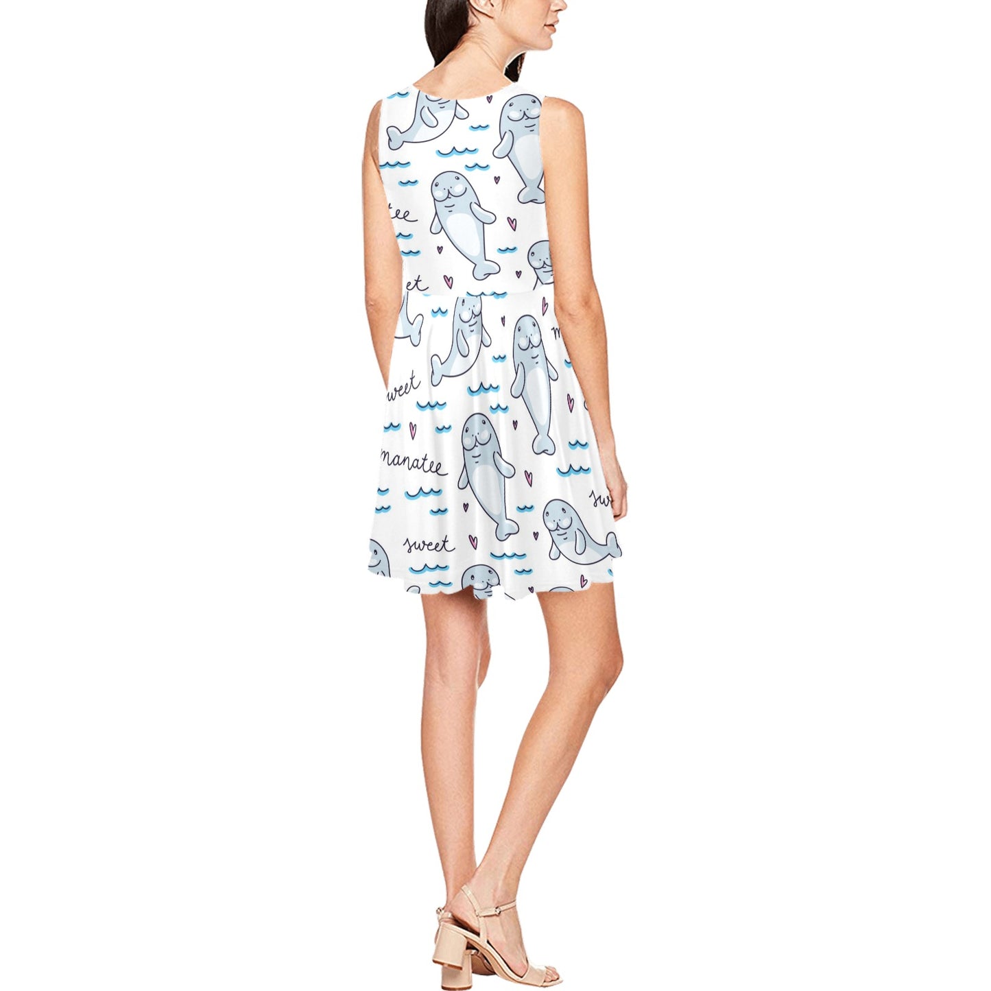 Manatee Baby Pattern Print Design 03 Sleeveless Dress