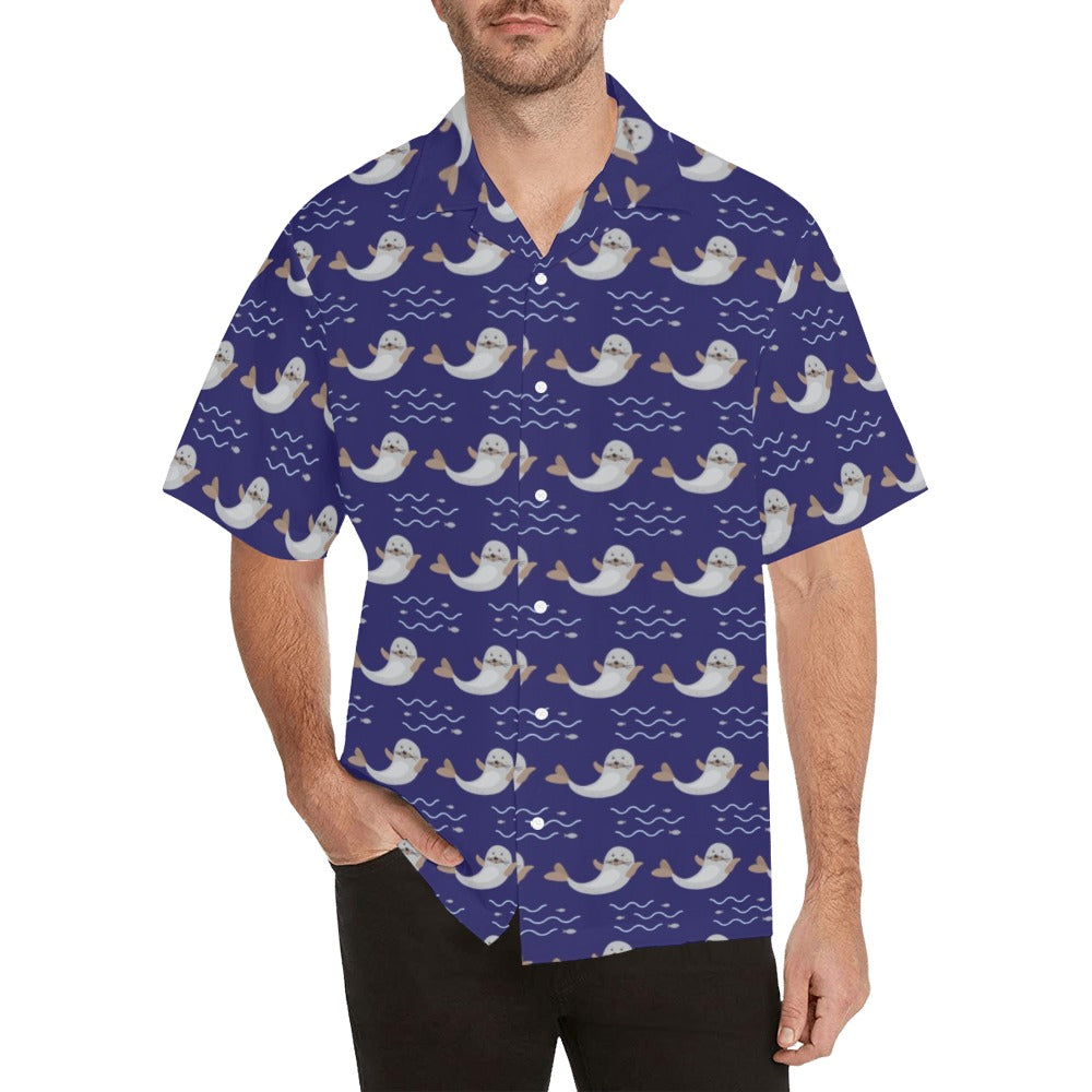 Sea Lion Print Design LKS404 Men's Men's Hawaiian Shirt