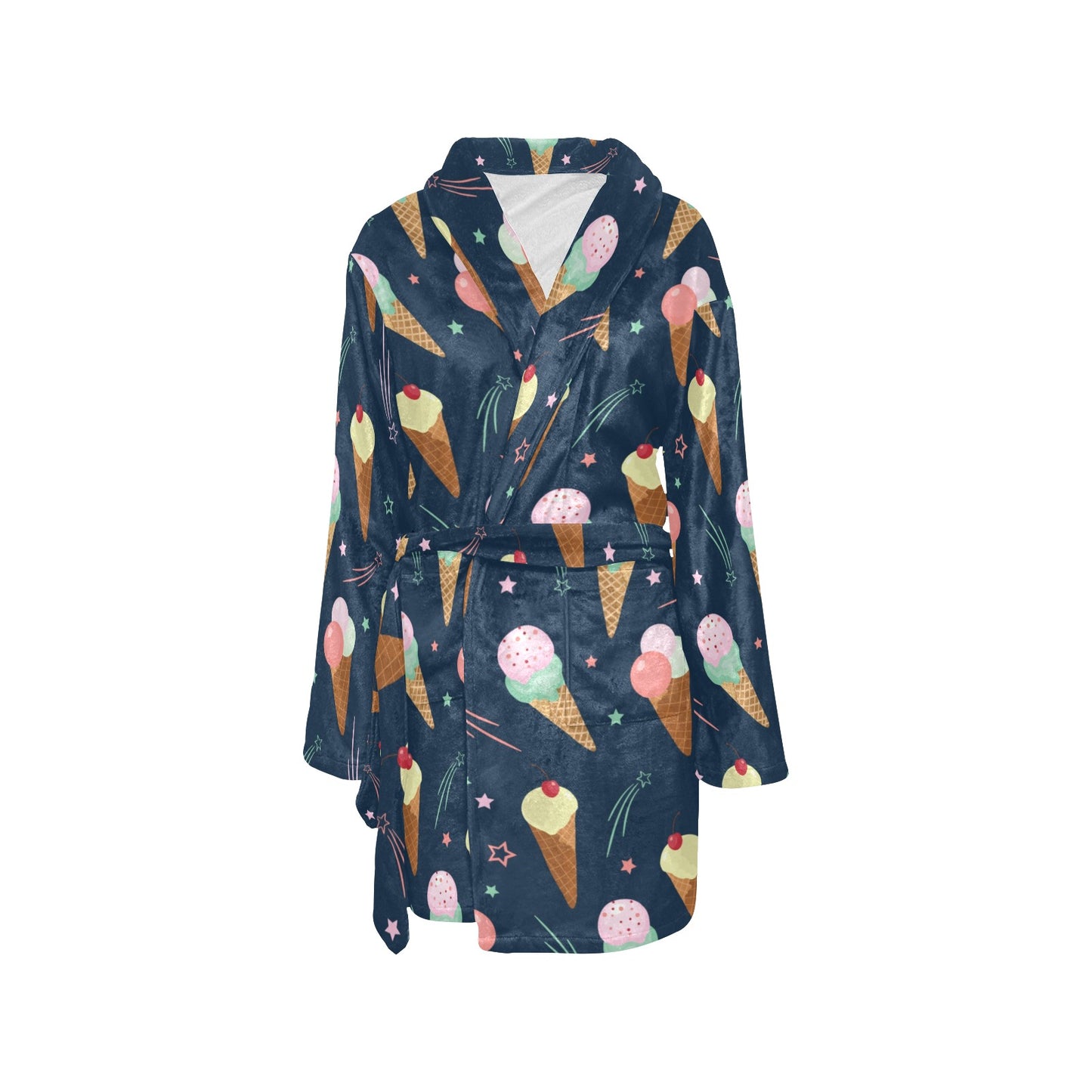 Ice Cream Pattern Print Design 04 Women's Fleece Robe