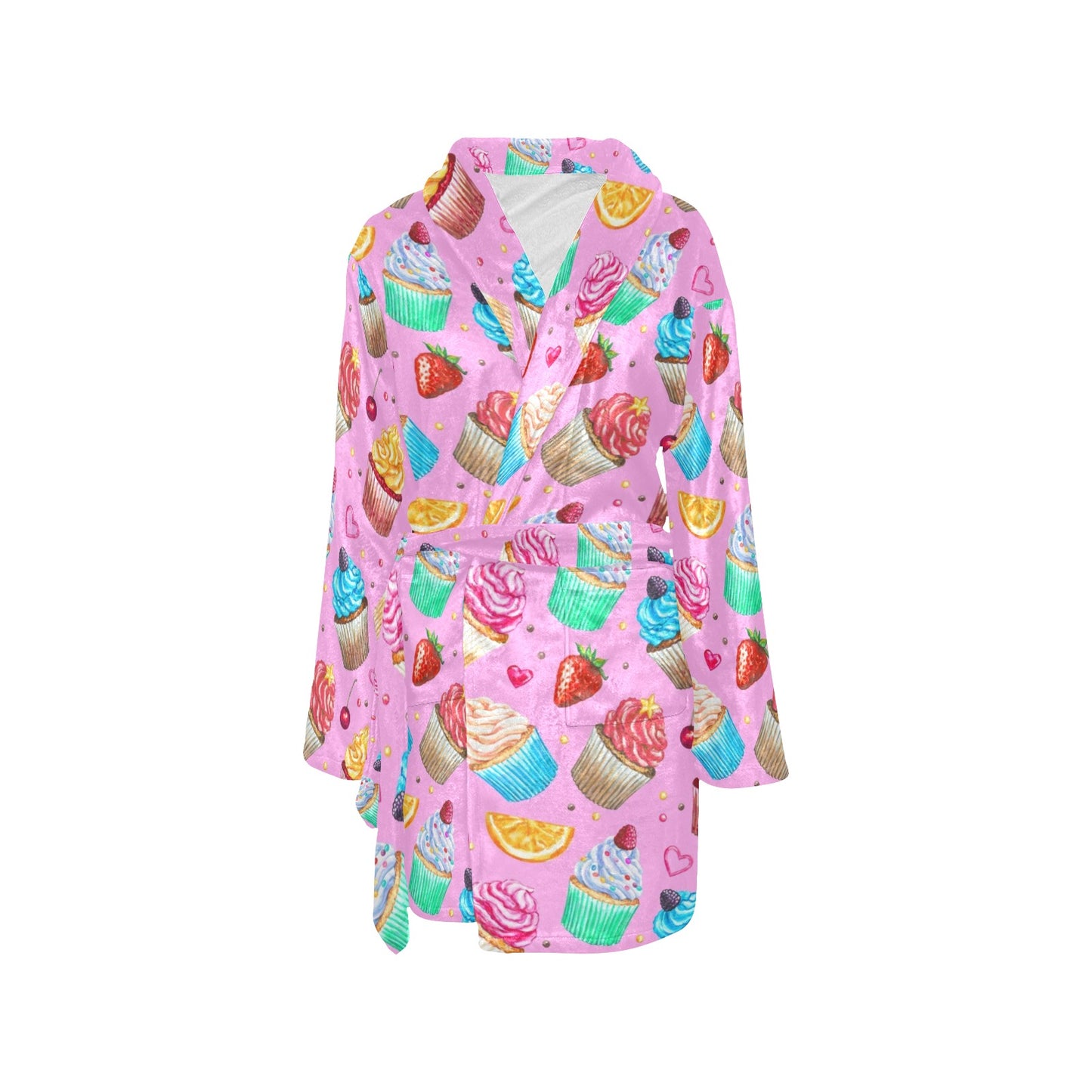 Cupcake Pattern Print Design CP05 Women's Fleece Robe
