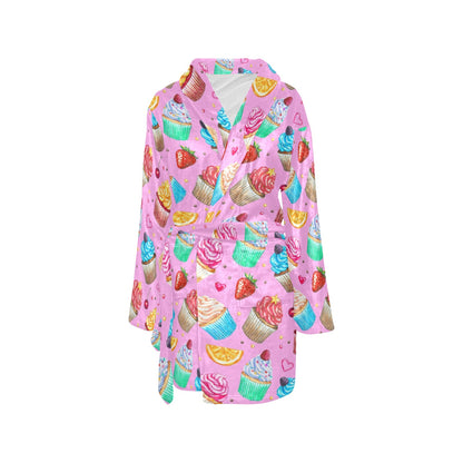 Cupcake Pattern Print Design CP05 Women's Fleece Robe