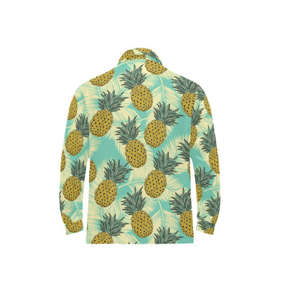 Pineapple Pattern Print Design PP03 Long Sleeve Polo Shirt For Men's