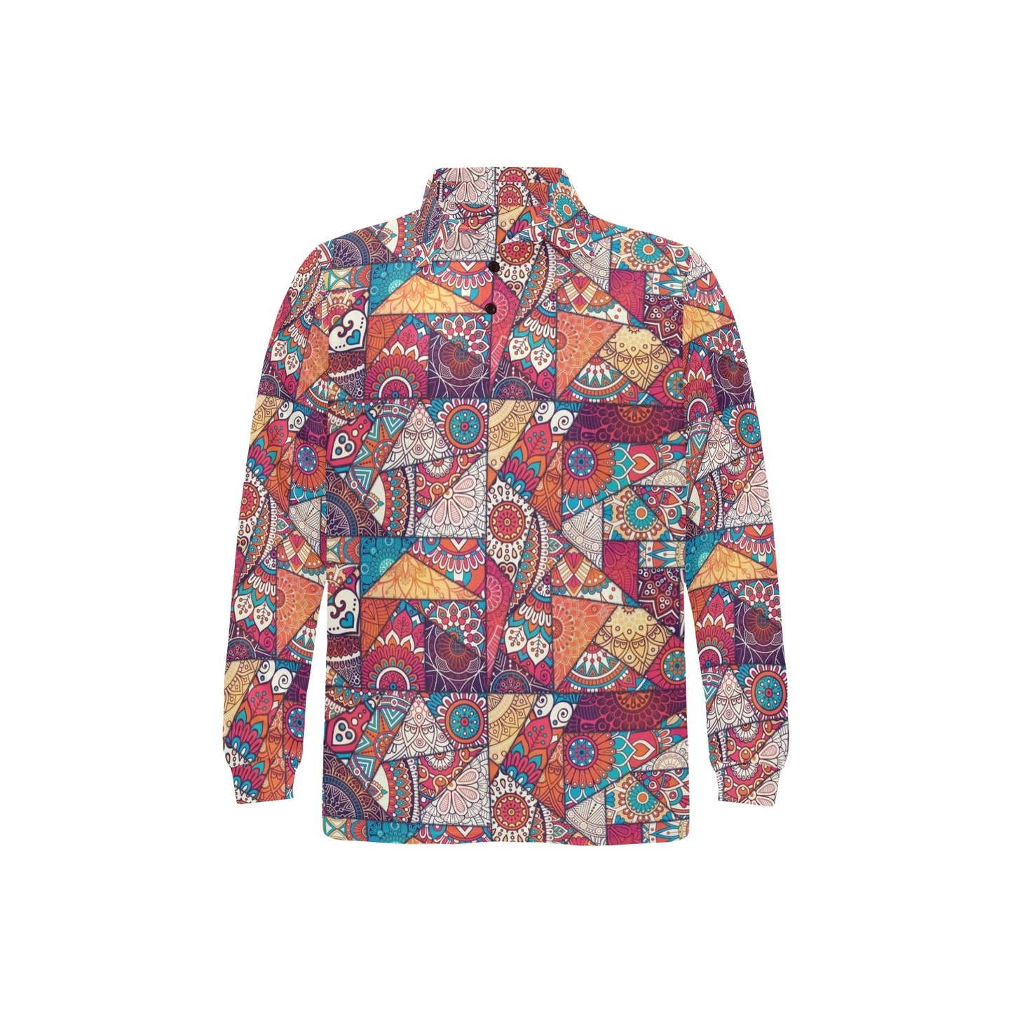 Patchwork Print Design LKS401 Long Sleeve Polo Shirt For Men's