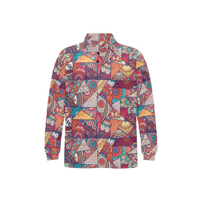 Patchwork Print Design LKS401 Long Sleeve Polo Shirt For Men's