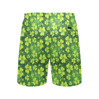 Shamrock Clover Print Men's Swim Trunks Beach Shorts