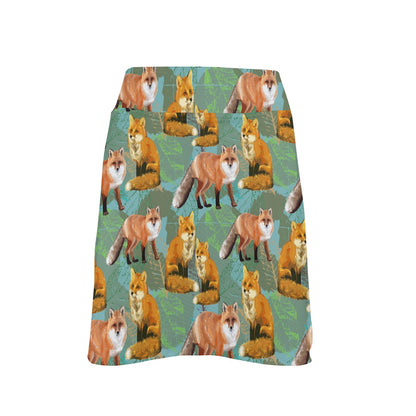Fox Autumn leaves Themed 17" Golf & Pickleball Skort with Pockets