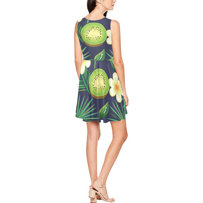 Tropical Fruits Pattern Print Design TF05 Sleeveless Dress