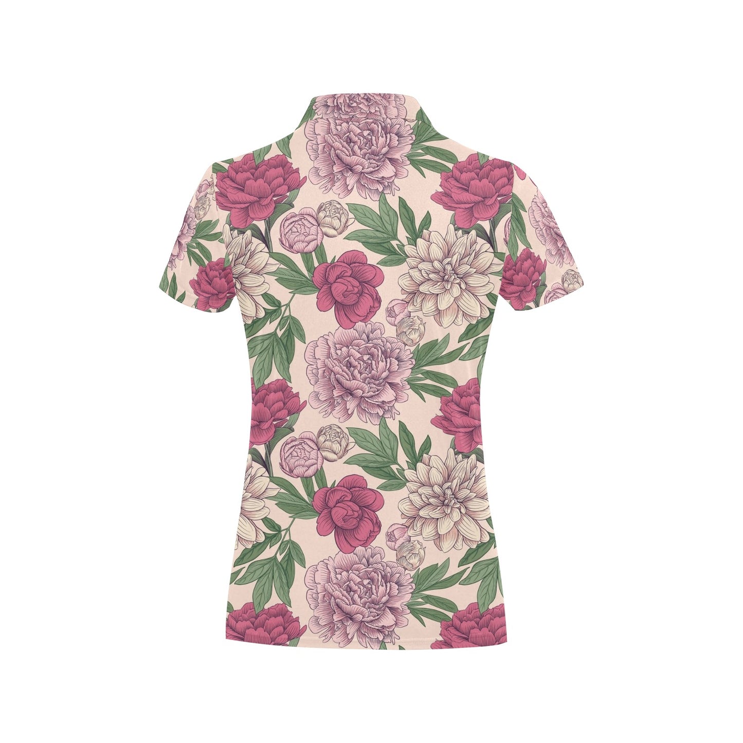 Peony Pattern Print Design A01 Women's Polo Shirt