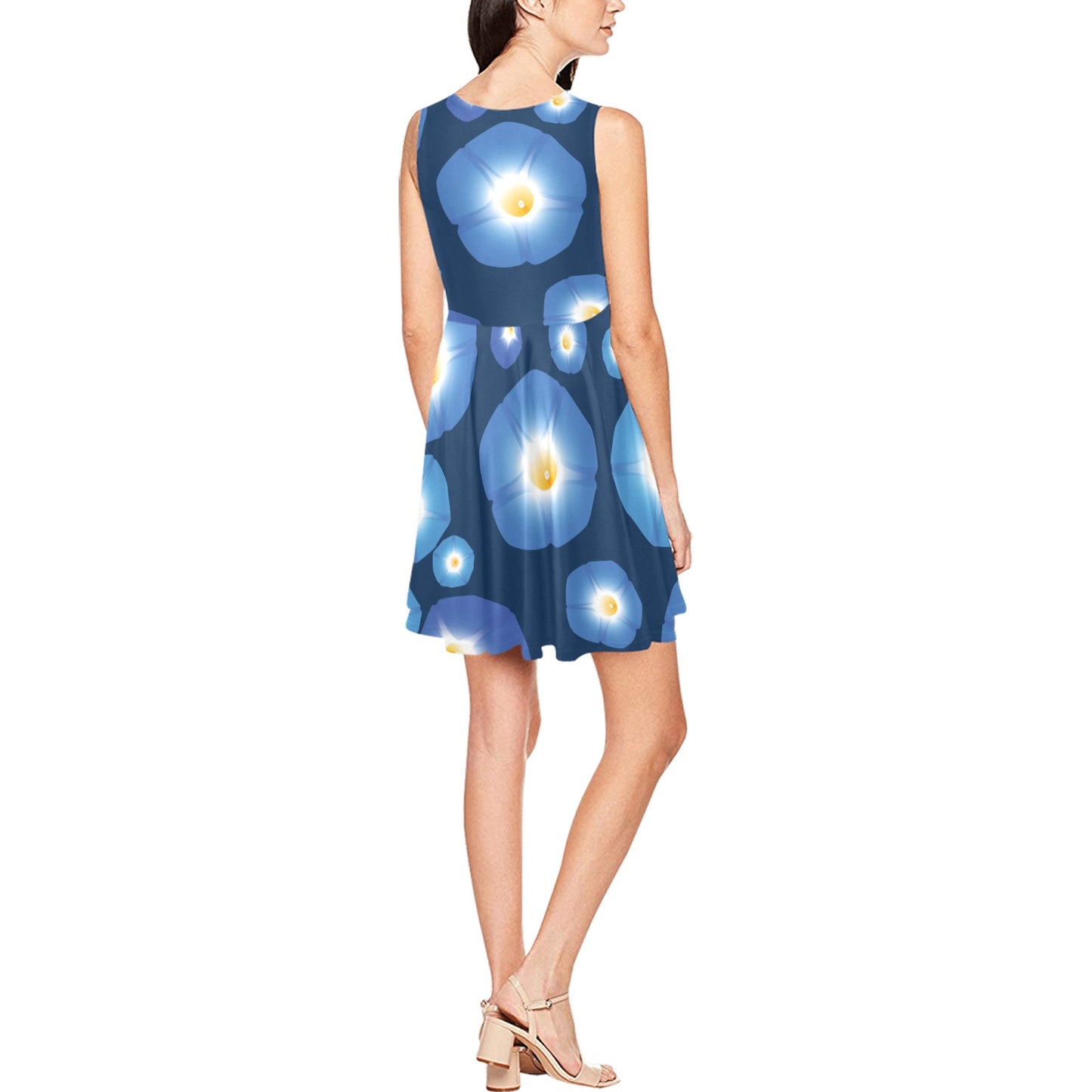 Morning Glory Pattern Print Design 02 Sleeveless Dress