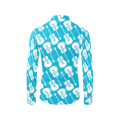 Acoustic Guitar Print Design LKS404 Men's Long Sleeve Dress Shirt