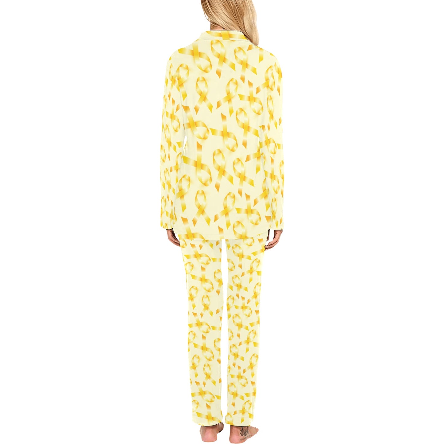 Childhood cancer Pattern Print Design 01 Women's Long Pajama Set