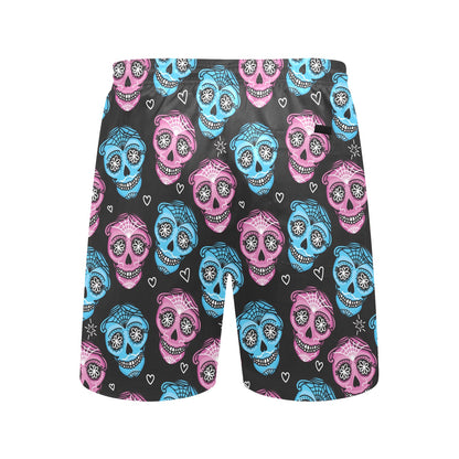Day of the Dead Skull Print Pattern Men's Swim Trunks Beach Shorts
