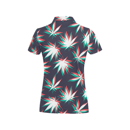 Pot Leaf Pattern Print Design A01 Women's Polo Shirt