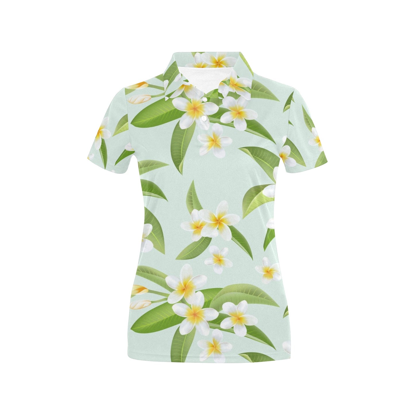Yellow Plumeria Pattern Print Design PM024 Women's Polo Shirt