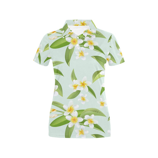 Yellow Plumeria Pattern Print Design PM024 Women's Polo Shirt