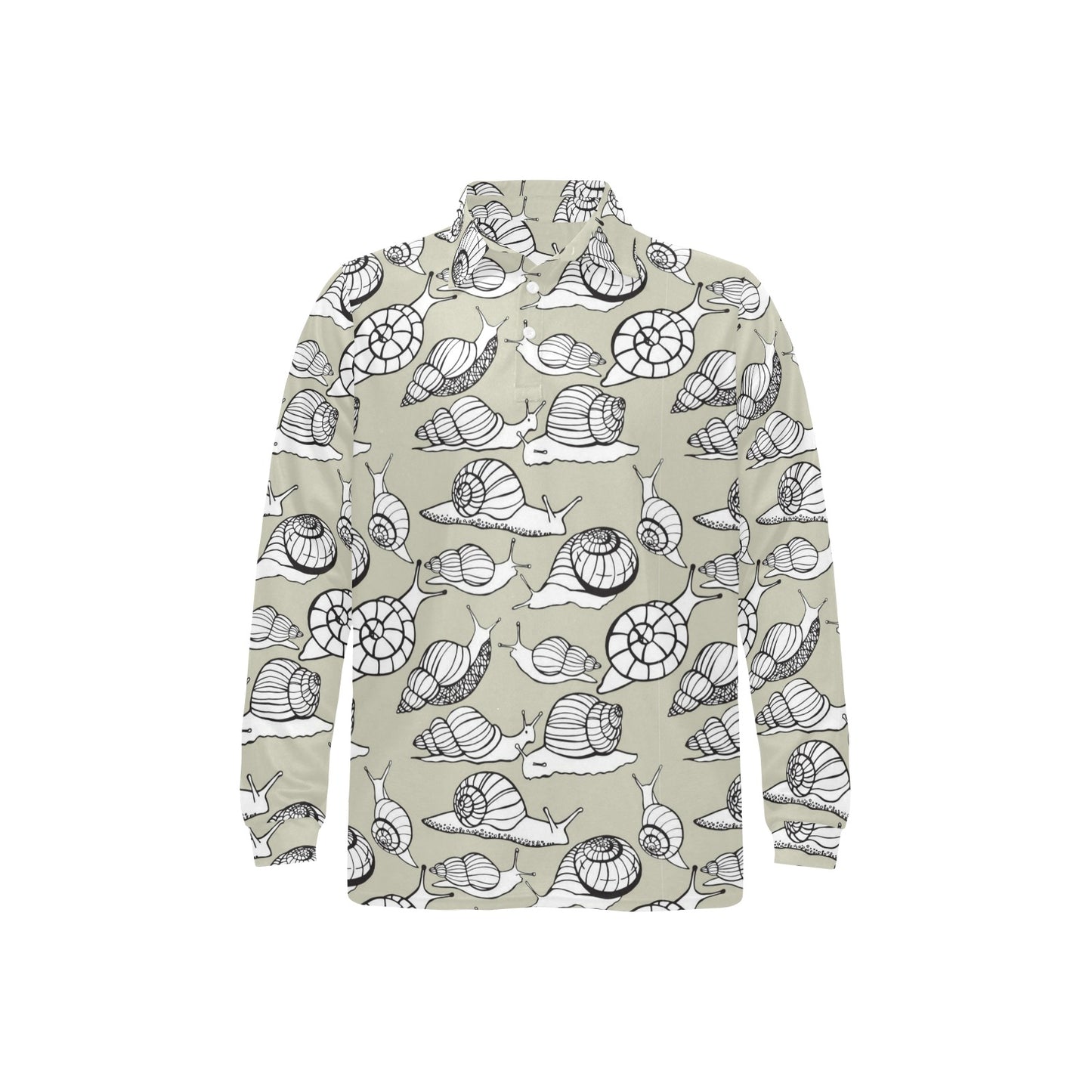 Snail Pattern Print Design 03 Long Sleeve Polo Shirt For Men's