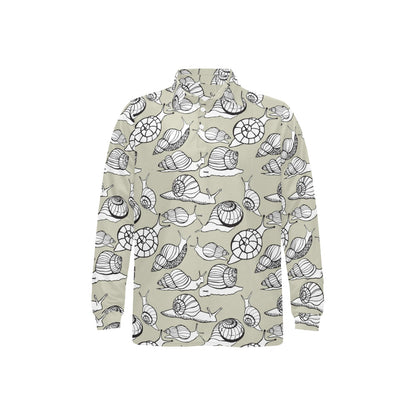 Snail Pattern Print Design 03 Long Sleeve Polo Shirt For Men's