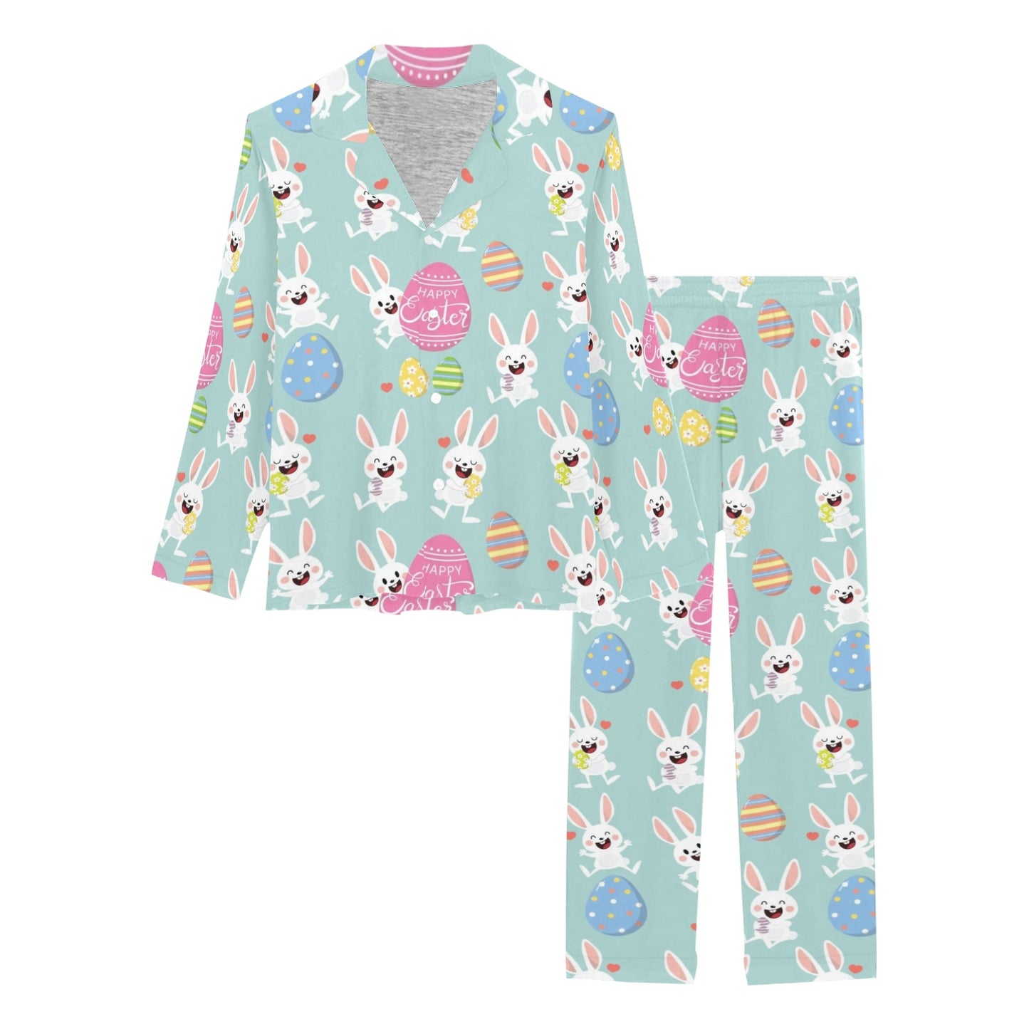 Easter Eggs Pattern Print Design RB014 Women's Long Pajama Set