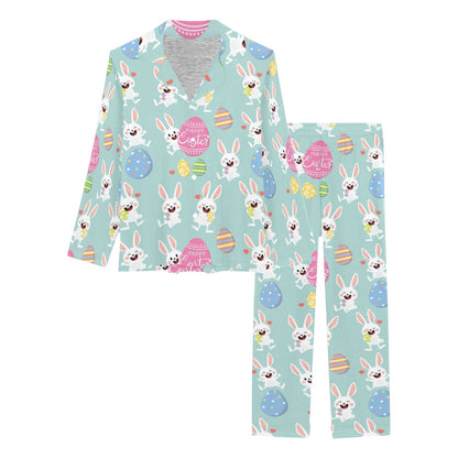 Easter Eggs Pattern Print Design RB014 Women's Long Pajama Set