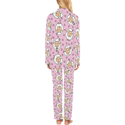 Sheep Cute Pattern Print Design 01 Women's Long Pajama Set