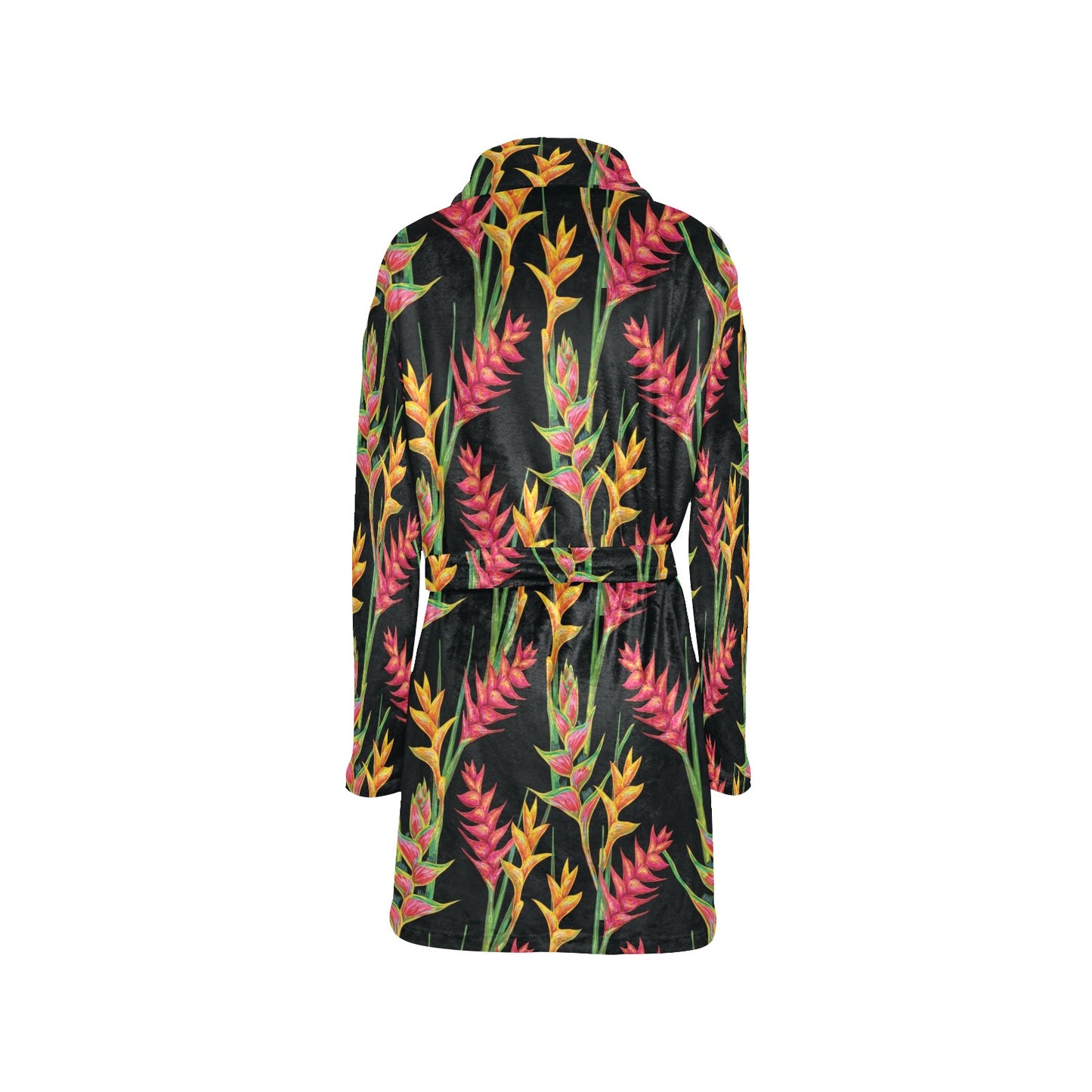 Heliconia Pattern Print Design HL01 Women's Fleece Robe
