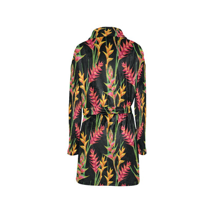Heliconia Pattern Print Design HL01 Women's Fleece Robe