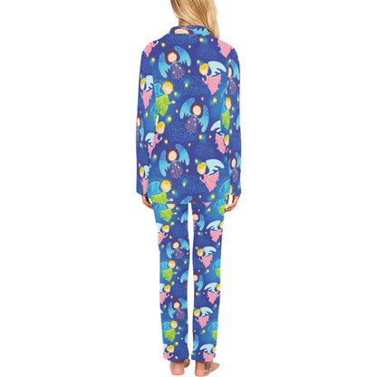 Angel Little Pattern Print Design 02 Women's Long Pajama Set