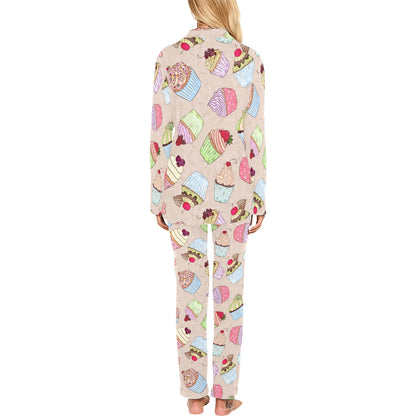 Cupcake Pattern Print Design CP06 Women's Long Pajama Set