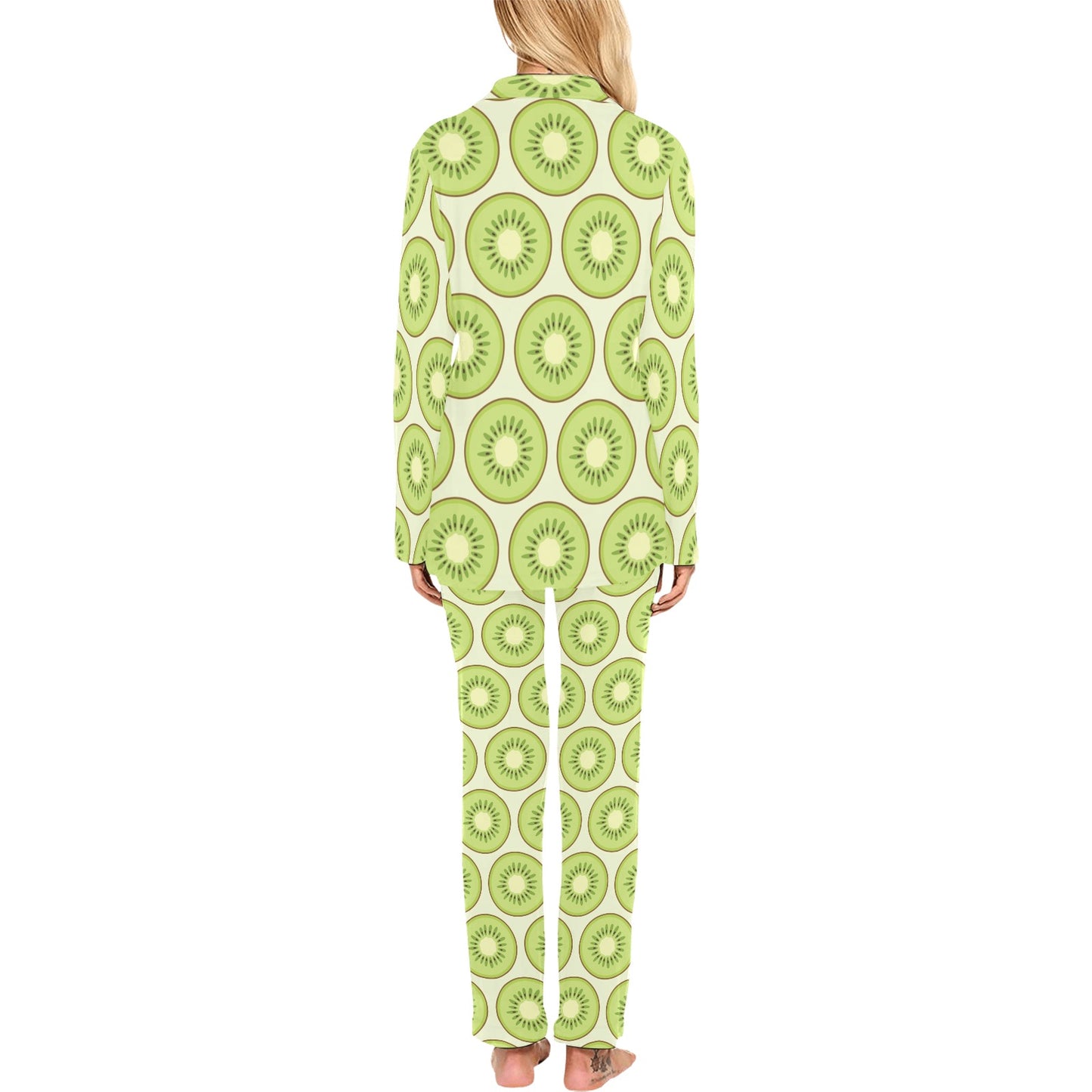 Kiwi Pattern Print Design KW02 Women's Long Pajama Set