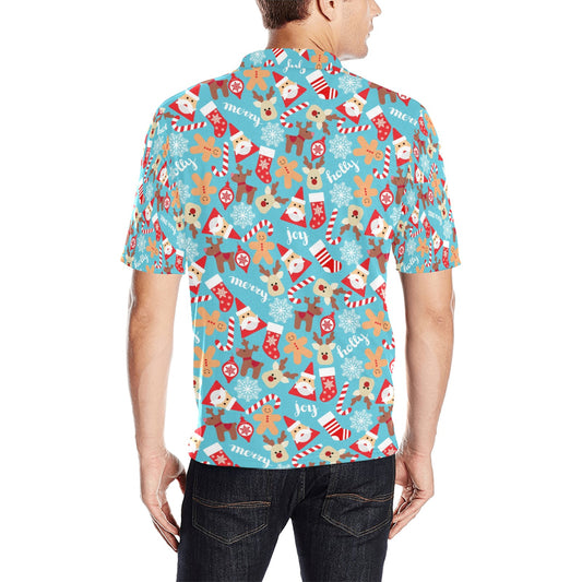 Santa Christmas Themed Print Design LKS306 Men Polo Shirt