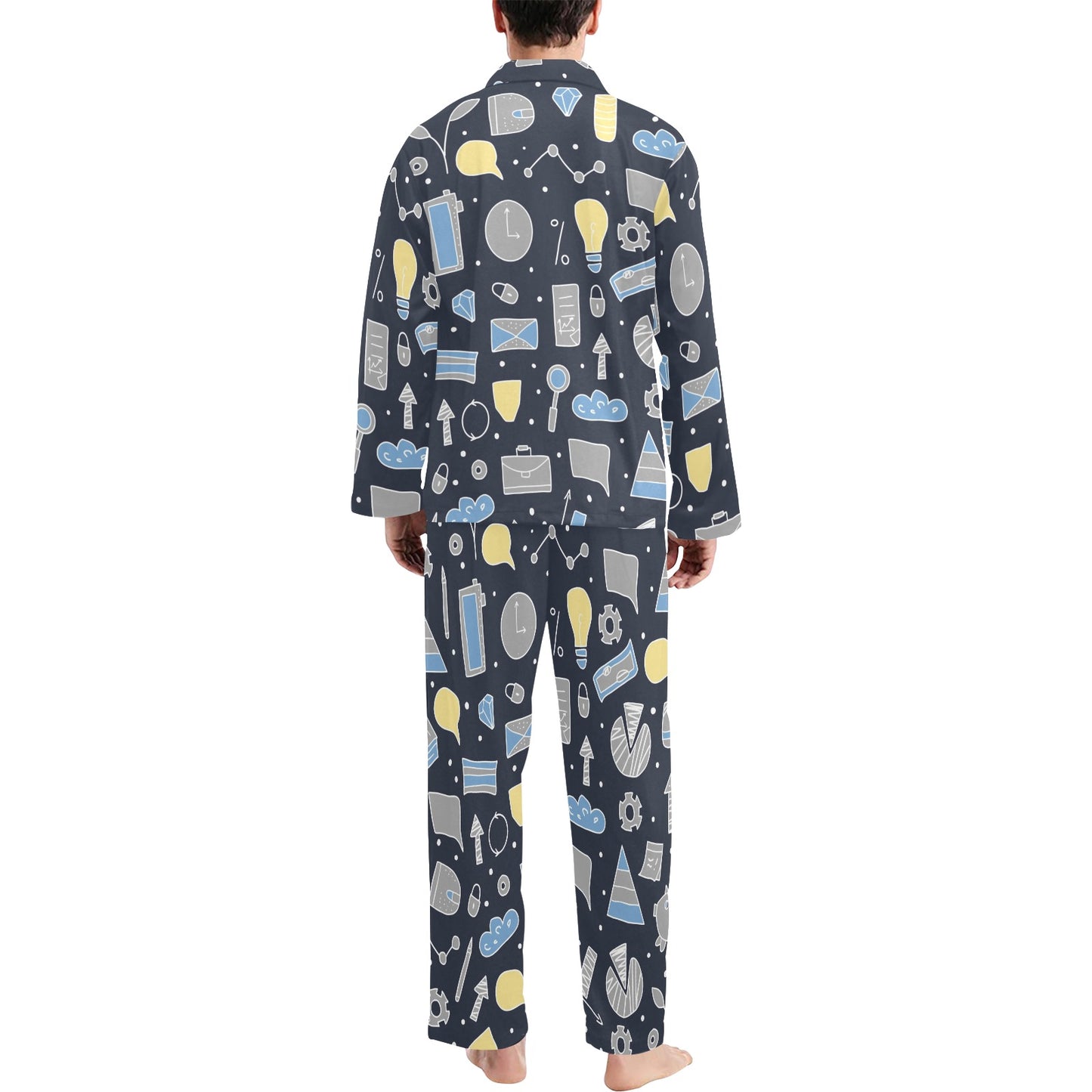 Accounting Financial Pattern Print Design 04 Men's Long Pajama Set