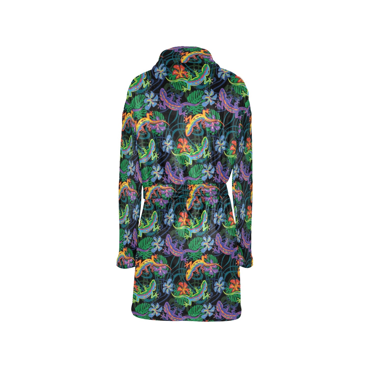 Gecko Colorful Pattern Print Design 01 Women's Fleece Robe