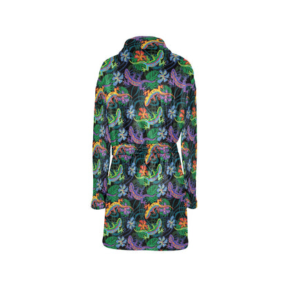 Gecko Colorful Pattern Print Design 01 Women's Fleece Robe