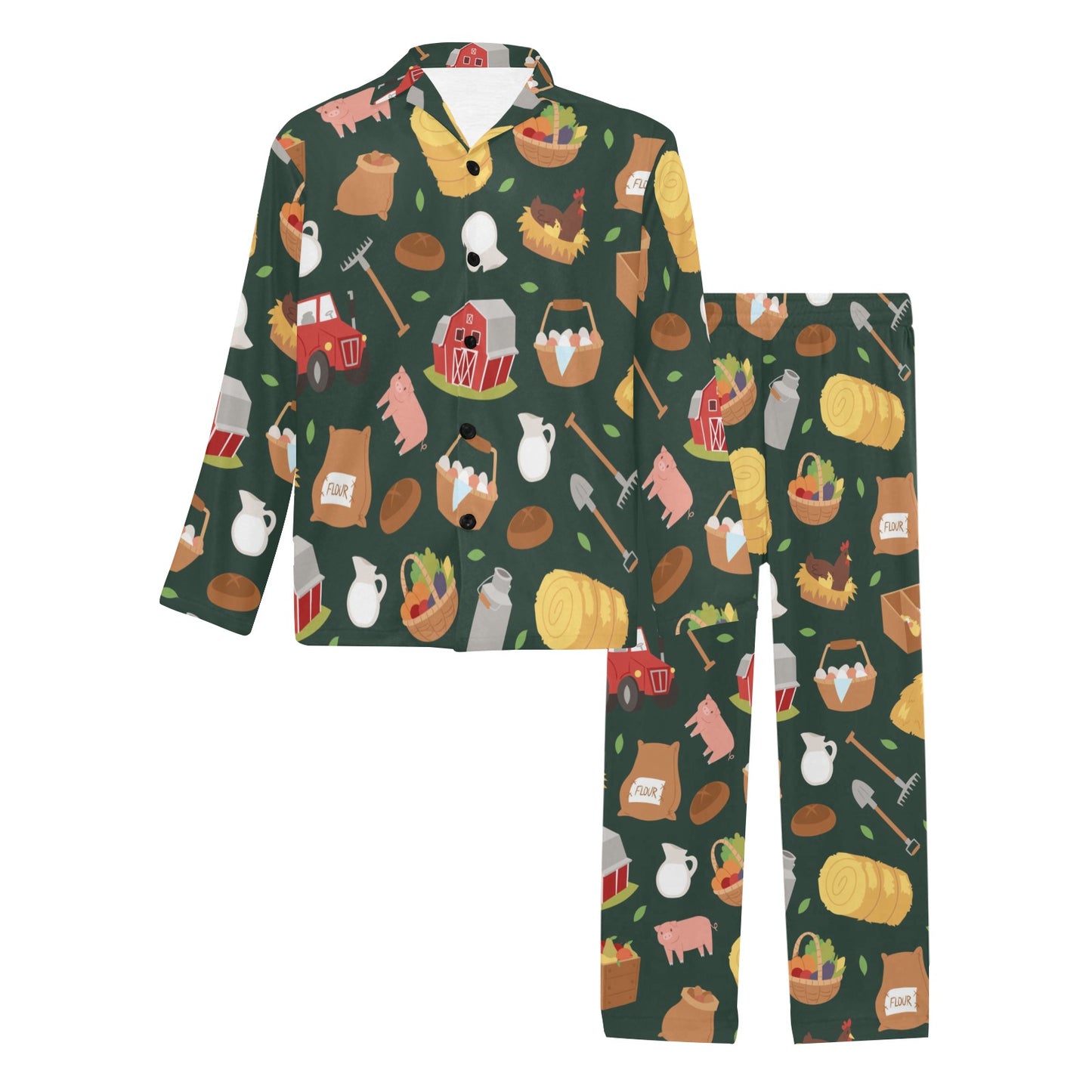 Agricultural Farm Print Design 02 Men's Long Pajama Set
