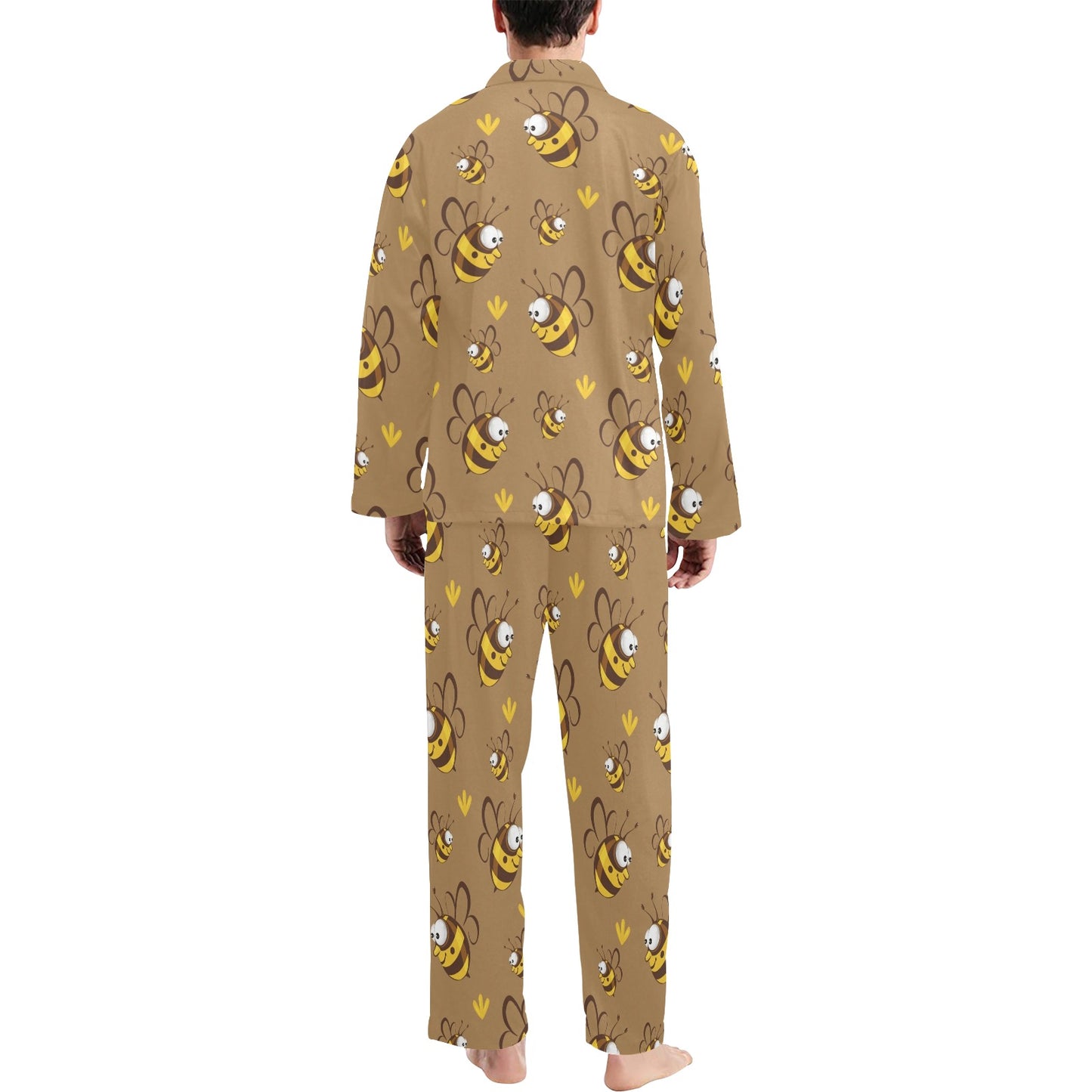 Bee Pattern Print Design BEE09 Men's Long Pajama Set