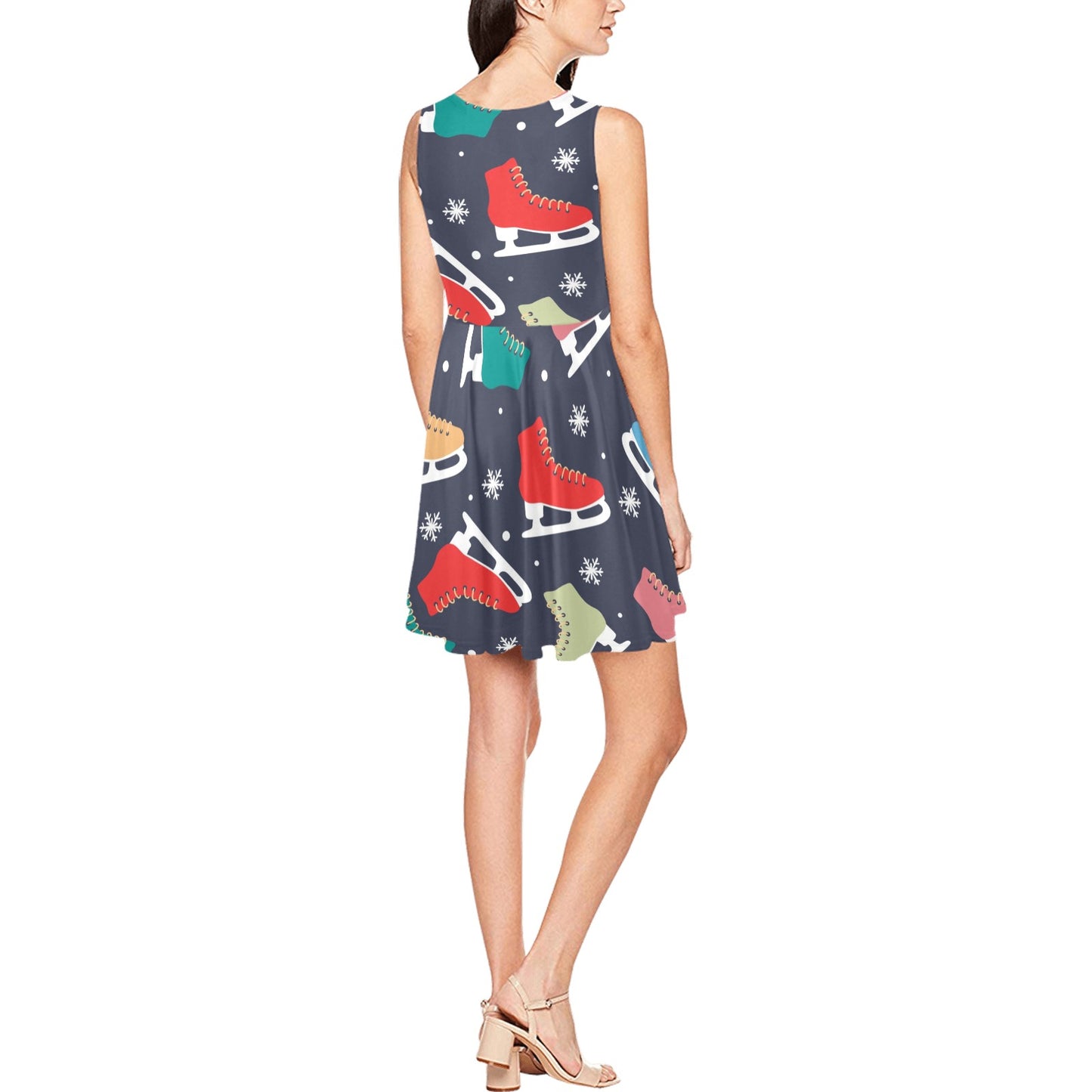 Ice Skate Pattern Print Design 04 Sleeveless Dress