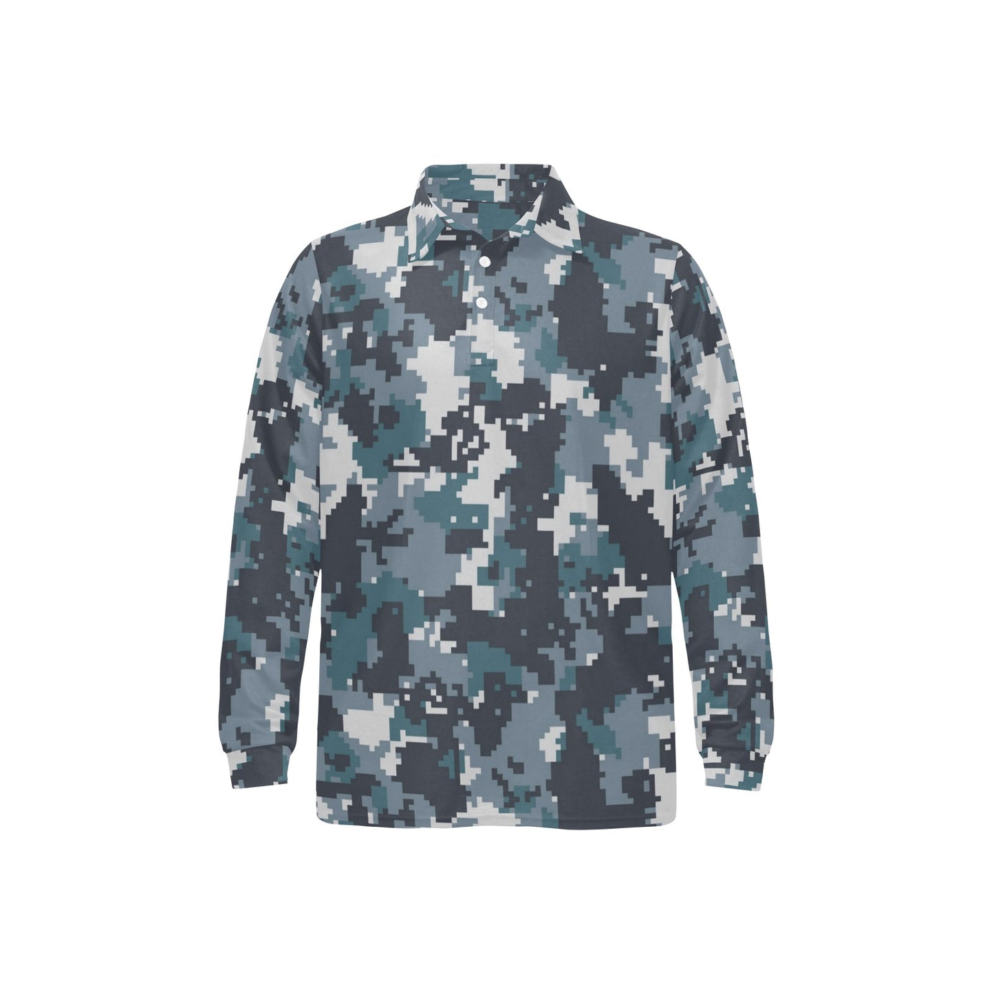 ACU Digital Urban Camouflage Long Sleeve Polo Shirt For Men's