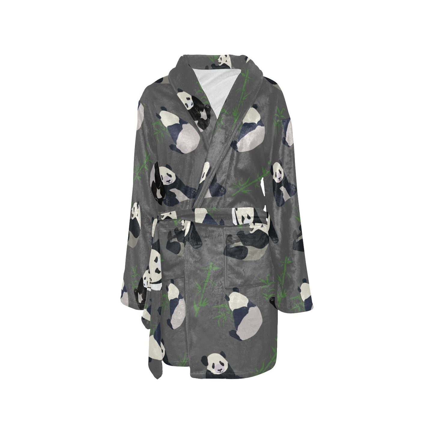 Panda Pattern Print Design A06 Women's Fleece Robe